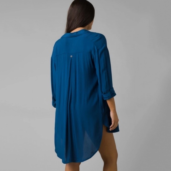 NWT Prana Scheena Button Down Tunic Top in Navy Blue - Picture 2 of 6